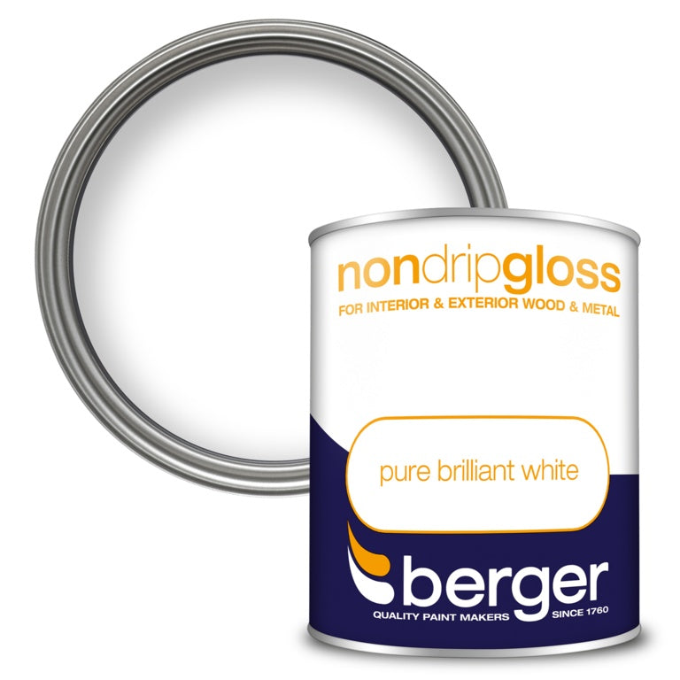 Berger Non Drip Gloss 750ml Pure Brilliant White-Eclipse Fencing